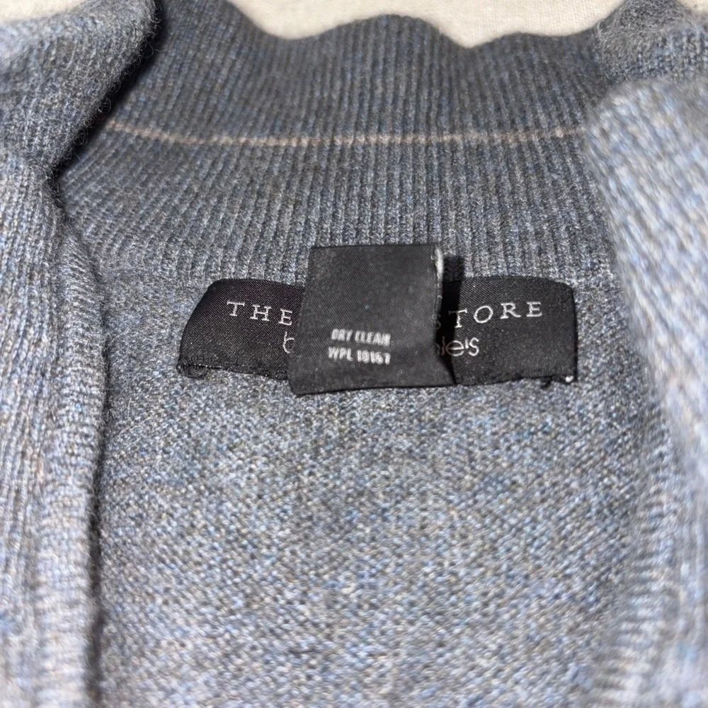The Men's Store Bloomingdale's Cashmere Sweater‎ 1/4 Zip Men's XL Gray Preppy - Picture 10 of 13